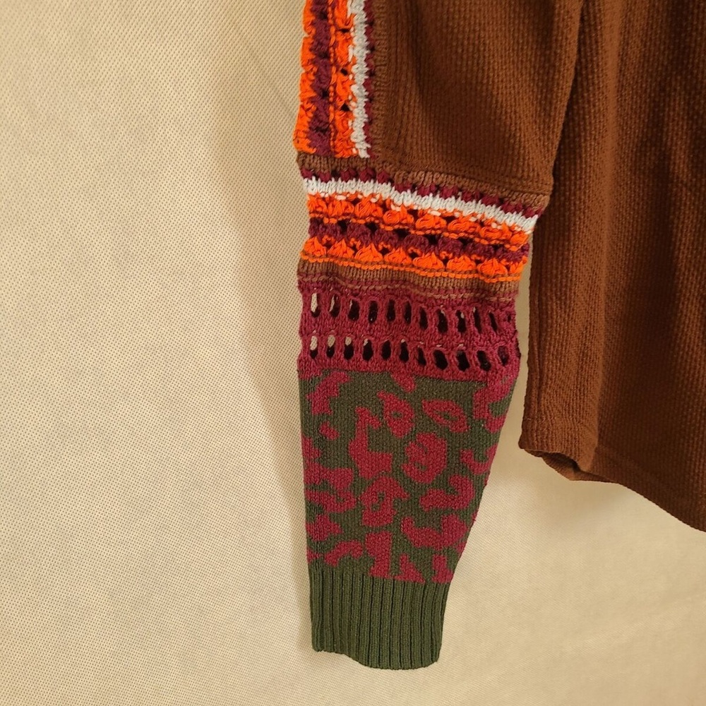 🍁🔥Free People brown Boho Thermal top - Picture 3 of 4
